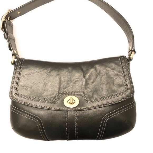 Coach black leather small hobo bag stitched - Picture 1 of 14